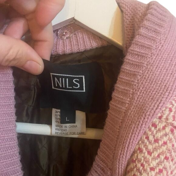 NILS women's purple/pink tweed blazer embroidered floral details removable hood - Picture 5 of 7